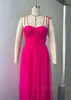 Moda Feminina Europeia e Americana Transfronteiriça Nova Primavera e Verão Vestido Elegante Saia de Alça Cor Sólida Saia Média Vestido de Renda com Laço