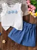 Ropa para Niñas Jóvenes 4-7 Años Conjunto de Top sin Mangas Floral Tridimensional de Verano + Shorts para Niñas