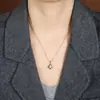 Luo Chen Estilo Japonés y Coreano Super Hada Buena Suerte Trébol de Cuatro Hojas Zirconia Colgante de Collar Simple Elegante Moda Nicho Cadena de Clavícula