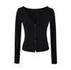 Estilo Ligeramente Maduro Elegante Chaleco sin Mangas de Cuello Alto Conjunto de Dos Piezas Cardigan con Botones de Cuello en V Profundo Cintura Ceñida Conjunto de Ropa Exterior