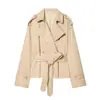 Atacado de roupas femininas transfronteiriço 2026 AliExpress mais vendido moda casual retrô com zíper gola alta solto casaco trench jaqueta