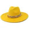 Sombrero de Jazz de Cadena de Lana Estilo Británico para Otoño e Invierno para Hombres y Mujeres Sombrero de Ala Ancha Europeo y Americano Moda Sombrero de Fieltro de Ala Ancha Hecho a Medida