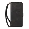 Adecuado para funda de cuero iPhone 18 Pro, Samsung S26 billetera con ranura para tarjeta patrón de piel de vaca hebilla lateral funda protectora A27 color sólido
