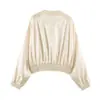 Ropa europea y americana para mujer transfronteriza, moda casual de venta caliente en AliExpress, chaqueta corta de satén de seda estilo aviador