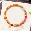 Pulsera Artesanal Fina de Hueso de Oliva Natural, Cuentas Budistas Bodhi Vajra, Pulsera Fragante de Sándalo Verde, Artículo Popular de Tiktok, Disponible para Dropshipping