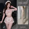 Chunshanmeng Lingerie Sexy, Role-Playing de Empregada Sexy Puro Desejo, Roupa Sedutora Apaixonada Transparente para Mulher Jovem