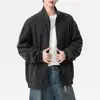 Chaqueta con Cuello Texturizado Estilo Old Money Vintage para Hombre Invierno Forrada de Polar Gruesa Marca Americana de Moda Cárdigan Abrigo para Hombre