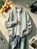 Cardigã de zíper estilo americano para homens, jaqueta de tricô vintage de outono, peça externa casual e estilosa com toque de alta qualidade