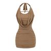 Vestido de Malla con Cuello con Cordones Spice Girls Deseo Puro para Mujer Diseño Pequeño Plisado Sexy Ajustado Falda de Cadera