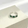 Anillo Abierto de Lujo Ligero con Microincrustaciones de Esmeralda Brillantes, Anillo Único y de Gama Alta para Dedo Índice, Nueva Banda de Anillo de Venta Caliente