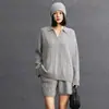 Shorts Feminino de Cashmere com Trança Estilo Old Money Cordão Solto Versátil Casual Outono e Inverno Novo Estilo Simples Preguiçoso