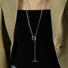 Collar Figaro de acero inoxidable chapado en oro de 18 quilates para mujer, estilo transfronterizo europeo y americano, cadena de acero de titanio combinable.