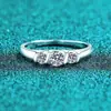 Anillo Xindeyi S925 de Plata de Ley con Moissanita Completa para Mujer, Exquisito y Sencillo Anillo con Diseño Personalizado de Ola
