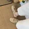 Nuevos Zapatos de Ballet Calados Retro de Cuero Genuino para Mujer Verano 2026, Punta Redonda con Cordones Planos Casuales Versátiles Zapatos de Entrenamiento Alemanes