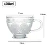 Copo de vidro resistente ao calor com tampa Copo de café da manhã Copo de aveia Escritório Flor Chá Xícara de Café Xícara de Leite Copo de Suco Doméstico