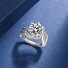 Anel de Princesa Céu Estrelado Grande Diamante Ovo de Pombo Luxo Gema Simulada de 5 Quilates Zircônia de Alto Carbono 5A para Mulheres Atacado
