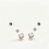 Set de Aretes Geométricos de Perlas Nuevos Europeos y Americanos de Amazon Transfronterizo, Aretes de Cobre Pequeños y Versátiles con un Diseño Elegante para Mujer