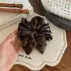 Scrunchie de Lã Cinza Xadrez Retro Coreano com Laço de Renda para Mulheres, Coque Extra Grande, Rabo de Cavalo Baixo, Acessório de Cabelo