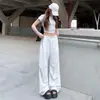 Pantalones de trabajo blancos de alta gama para mujer, estilo fino de verano, nuevos pantalones rectos ajustados 2026, pantalones casuales deportivos de pierna ancha