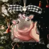 Regalo de Navidad Nuevo Transfronterizo Regalo Pequeño Hipopótamo Lindo Decoración de Árbol de Navidad Máquina Colgante de Hoja Acrílica Colgante Pequeño