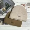 Gorro de Punto Sencillo Bordado con Letras para Otoño e Invierno, Muestra Facial de Mujer, Pequeño, a Prueba de Frío, Protección para los Oídos, Estilo Coreano, Gorro de Lana Versátil para Hombre
