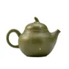 Tetera Pequeña de Cerámica Verde Estilo Dinastías Tang y Song con Incrustaciones Doradas, Juego de Té de Cerámica Estilo Antiguo para Uso Doméstico, Tetera con Forma de Calabaza con Filtro de Agujero de Bola para Preparar Té