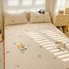 Sábanas de Cama a Cuadros de Algodón Puro Pieza Única 100% Algodón Sábanas para Cama Individual Funda de Almohada Juego de Tres Piezas para Todas las Estaciones