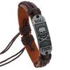 Pulsera de cuero vintage tejida a mano, nueva joyería europea y americana, pulsera creativa de calavera de aleación para hombre