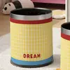 Papelera Vintage de Cuero Estilo Francés Operada con el Pie para Casas de Huéspedes, Alto Valor Estético, Doble Capa con Cubo Interior, Gran Capacidad, Pedal con Tapa