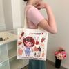 Bolsa de Lona Original de Desenho Animado para Mulheres, Novo Modelo 2026, Bolsa de Ombro para Estudantes para Aula, Grande Capacidade, Bolsa Tote Ecológica