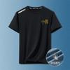 [Manga corta de seda de hielo] Nueva camiseta de verano de seda de hielo de cuello redondo, holgada, de manga corta, de secado rápido, transpirable y fina para hombre.