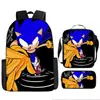 Mochila transfronteriza con estampado de dibujos animados para niños y niñas en jardines de infancia alrededor de Sonic