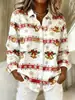 Camisa Impresa 3D de Navidad 2025 Manga Larga Más Vendida Copo de Nieve Fiesta Manga Larga Moda para Mujer Top Cárdigan