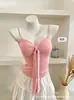 Camisola estilo retro coreano dulce y encantador con lazo y pedrería, con volantes delicados, top que ciñe la cintura y estiliza