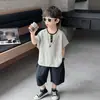 Conjunto de Verano con Estampado para Niños, Atuendo Casual Elegante de Dos Piezas para Niños, Ropa de Verano de Moda para Bebés al por Mayor