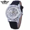 15 Cores Vencedor Moda Masculina Estilo Europeu e Americano Numerais Romanos Vazado Retro Pulseira de Couro Relógio Mecânico Manual