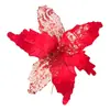 Flor Decorativa de Natal Mais Vendida, Flor Artificial de Natal Dourada, Flor Decorativa para Árvore de Natal, Flor de Natal de Veludo Lantejoula 45cm