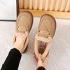 Sapatos Peludos Femininos para Outono e Inverno, Botas de Neve Quentes, Sapatos de Algodão Old Beijing, Mocassins Slip-On Forrados com Lã e Espessos com Solas Grossas