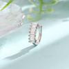 Pendientes de Clip Rectangulares de Circonita Transfronterizos Europeos y Americanos, Pendientes Perforados de Diamante Blanco Modernos y de Alta Gama, Clips para Hélice Auricular con Fila Biselada de Diamantes