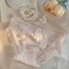 Roupa Íntima Sexy de Renda com Cetim Francês Calcinha Feminina de Algodão com Entrepernas Malha Semi-Transparente Shorts Confortáveis de Cintura Baixa para Mulheres