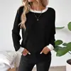 En Stock 2026 Transfronterizo Amazon Nuevo Otoño e Invierno Cuello Redondo Manga Larga Color Sólido Canalé Suéter Versátil