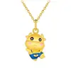 Colar Pingente Zodíaco Vaca Colar Pingente 999 para Homens e Mulheres Pingente 3D Desenho Animado Fofo Banho de Ouro 24k