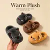 Chinelos de Algodão Infantis para Outono e Inverno para Meninos e Meninas, Pantufas Quentes de Pelúcia para Casa com Solas Grossas, Pai e Filho, Crianças Pequenas e Médias, Sapatos Fechados de Algodão para Bebê