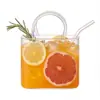 Taza de Té de Frutas de Vid Transparente Estilo Bolso de Mano, Taza Estética de Alto Valor para Bebidas Ligeramente Ebrias, Jugos, Cócteles, Uso en Picnic y Fiesta