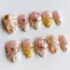 30 piezas de uñas postizas estilo europeo y americano transfronterizo, dulces, tridimensionales, color rosa, forma de almendra con diseño floral, estilo francés, manicura de alta gama, puntas de uñas postizas