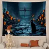 Tapiz de Terror de Halloween Fantasma Doble Bruja Preparando Poción Castillo Fondo de Calabaza Tapiz de Pared Tapiz Decorativo Venta al por Mayor