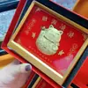 Ouro Puro 999 Tenha Dinheiro Imediatamente Ornamentos de Ouro Nova Chinoiserie Oito Direções para Vir Deus da Riqueza Deus da Riqueza Porta-Retrato Mesa de Desktop Atacado