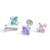 Brincos Pequenos de Dirigível de Titânio F136 com Zircônia 5A Joias para Piercing de Liga de Titânio G23 Unhas de Osso da Orelha Unhas Cocleares Unhas do Nariz Unhas do Lábio