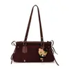 Bolso de Hombro Pequeño Retro Maillard para Mujer 2026 Nuevo Versátil para el Trabajo Bolso Tote de Otoño Invierno con Lazo
