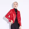 Chaqueta de Piel de Oveja Negra para Mujer de Primavera y Otoño, Abrigo de Cuero Ajustado con Cuello Alto, Suministro OEM Personalizado al por Mayor